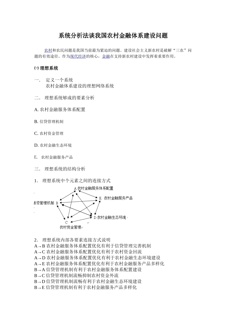 系统分析法谈我国农村金融体系建设问题_第1页