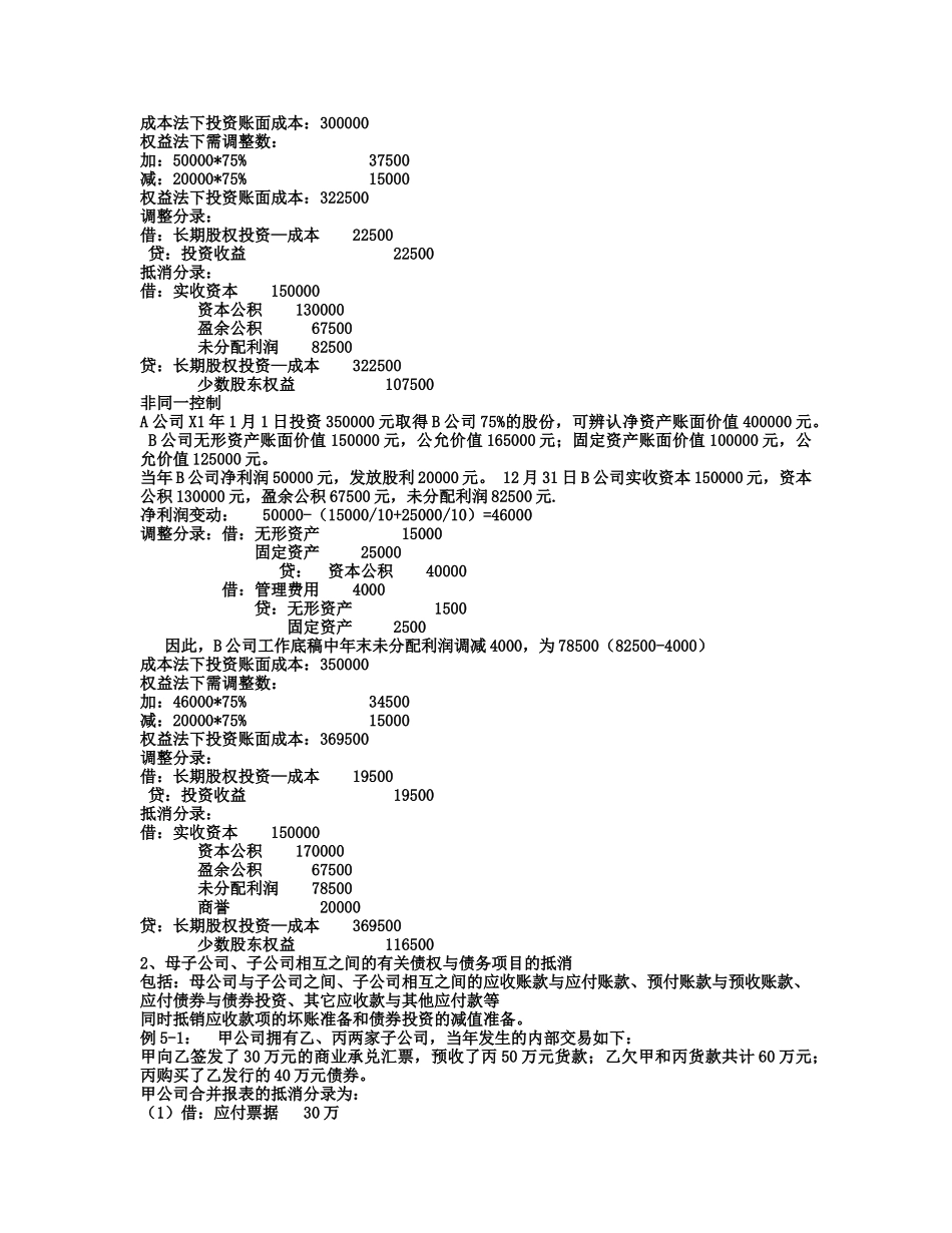 第五章 控股权取得日后的合并会计报表_第2页