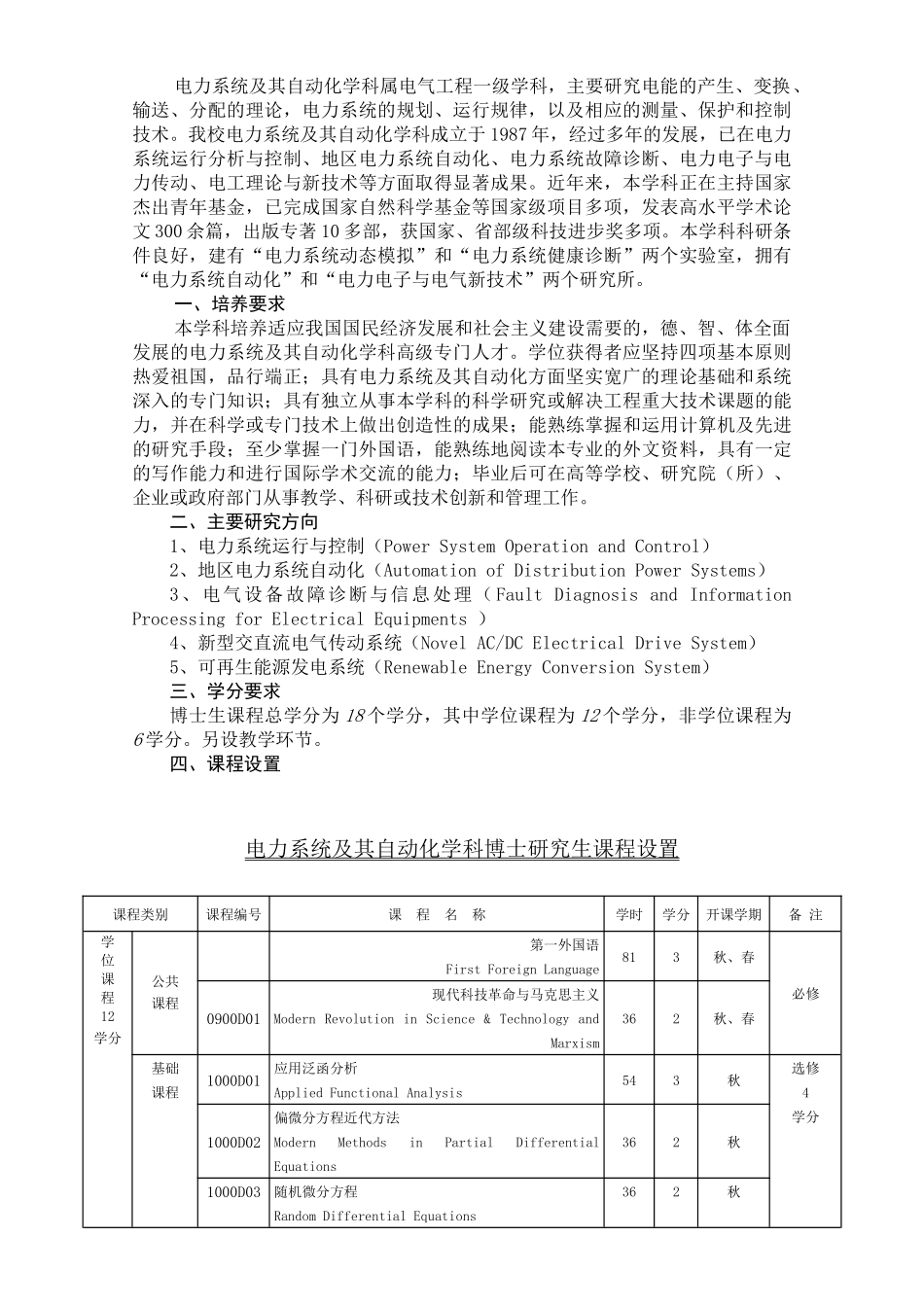 电力系统及其自动化专业培养要求_第2页