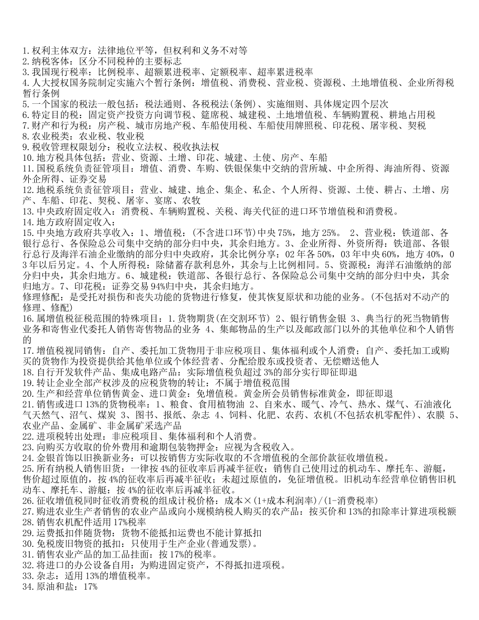 税法应记忆的300知识点_第1页