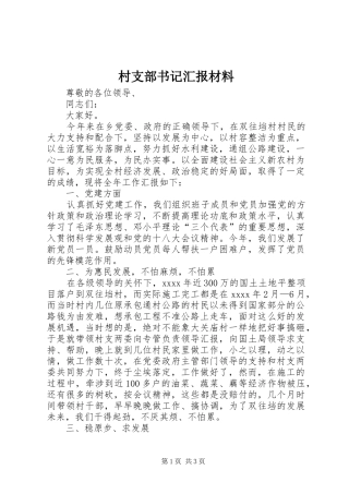 村支部书记汇报材料