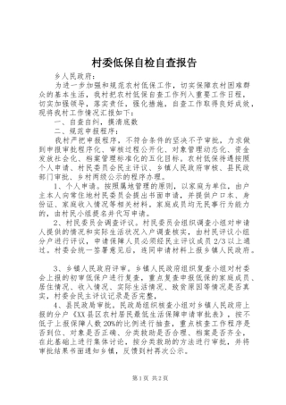 村委低保自检自查报告