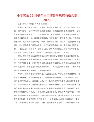小学教师11月份个人工作参考总结五篇合集