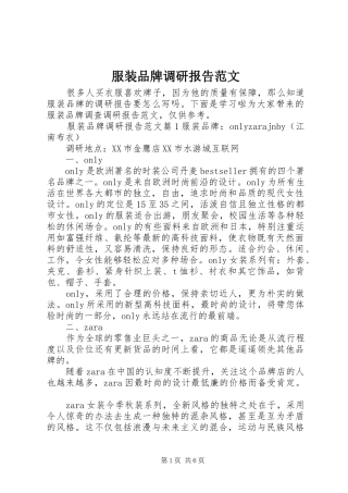 服装品牌调研报告范文