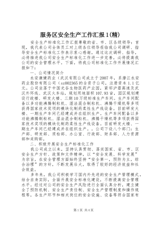 服务区安全生产工作汇报1(精)