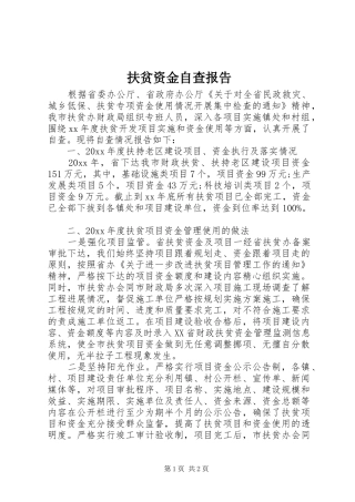 扶贫资金自查报告