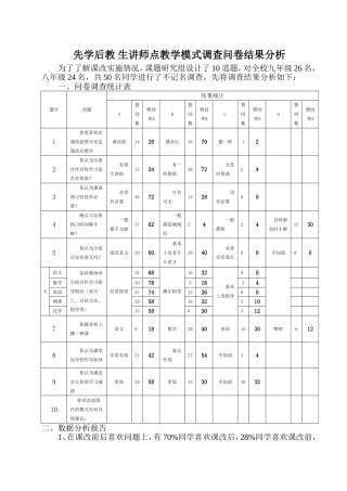 先学后教生讲师点教学模式调查问卷分析