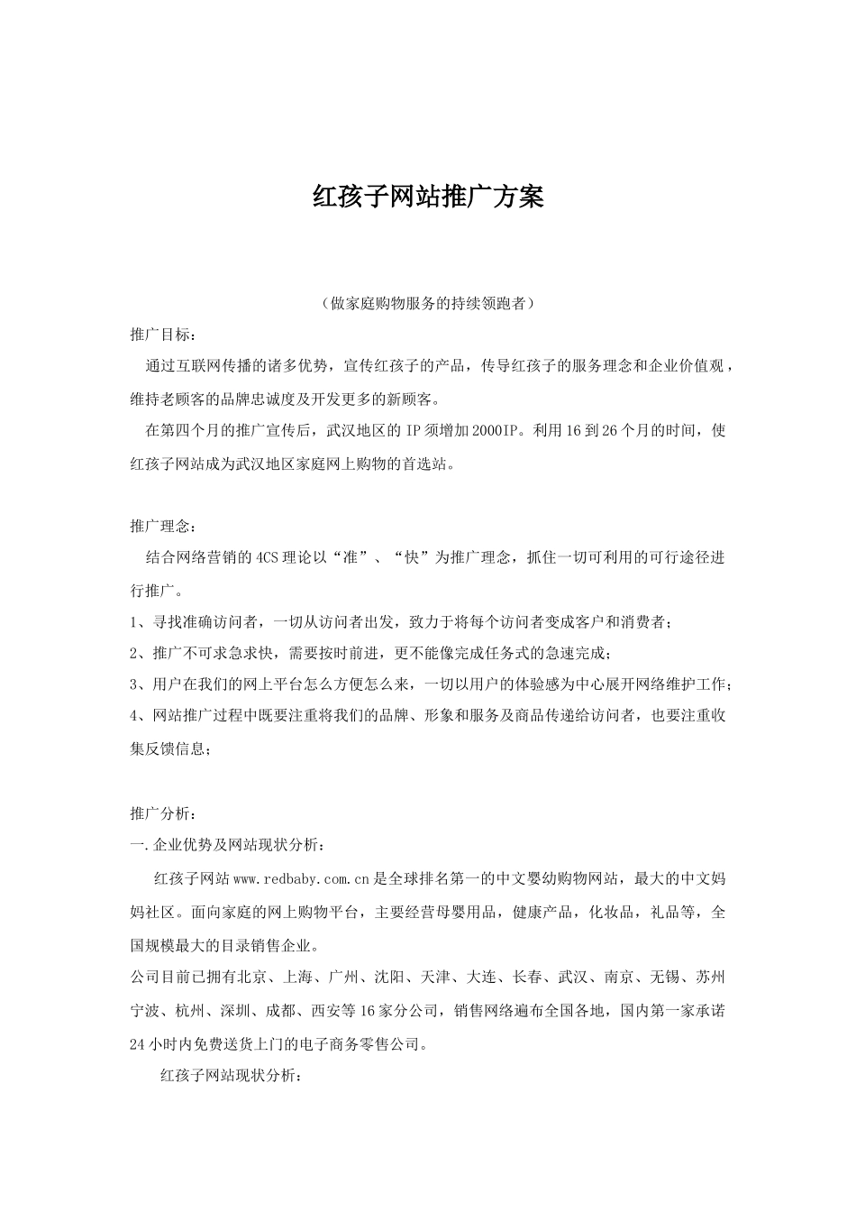 儿童服装网站推广方案_第1页