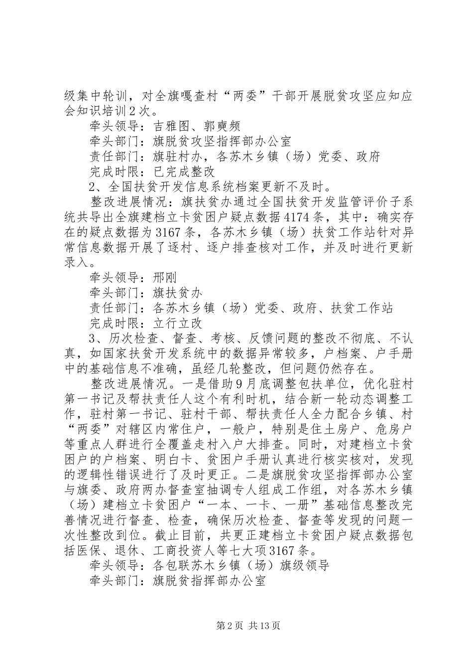 扶贫开发办公室关于扶贫专项督查反馈问题整改进展情况的报告_第2页