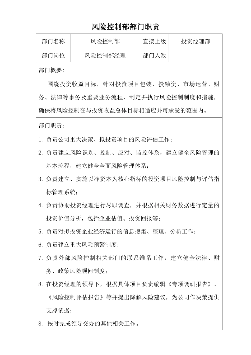 私募投资公司部门划分与职责_第3页