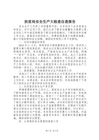 扶贫局安全生产大检查自查报告