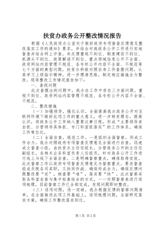 扶贫办政务公开整改情况报告