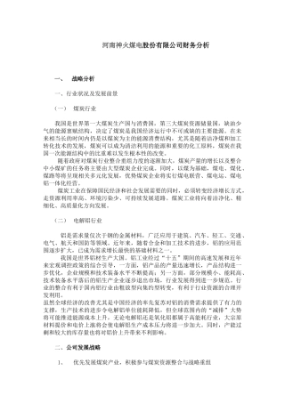 神火股份有限公司财务分析