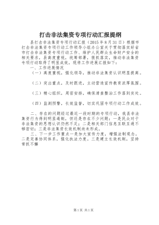 打击非法集资专项行动汇报提纲