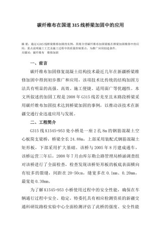 碳纤维布在G315线若羌桥梁加固技术的应用
