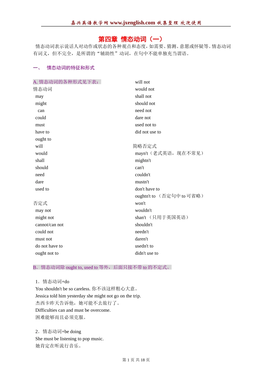 魔法英语语法讲义-情态动词_第1页