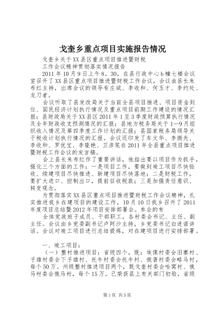 戈奎乡重点项目实施报告情况