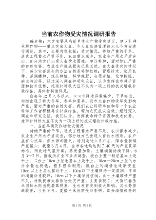 当前农作物受灾情况调研报告