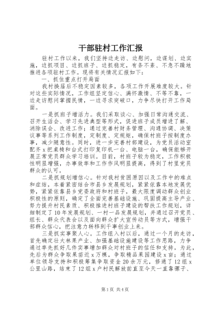 干部驻村工作汇报