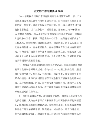 团支部工作计划要点