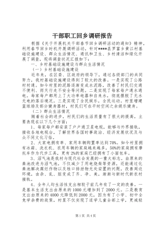 干部职工回乡调研报告