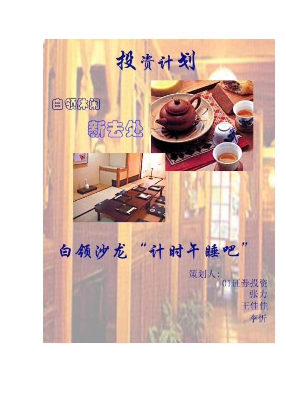 白领沙龙投资计划方案( 26)_第1页