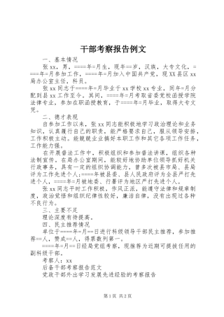 干部考察报告例文