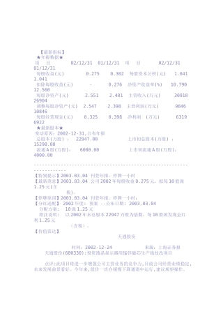 田同股份财务分析报告