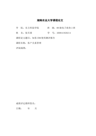 CRM课程论文