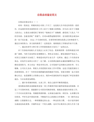 自我总结鉴定范文