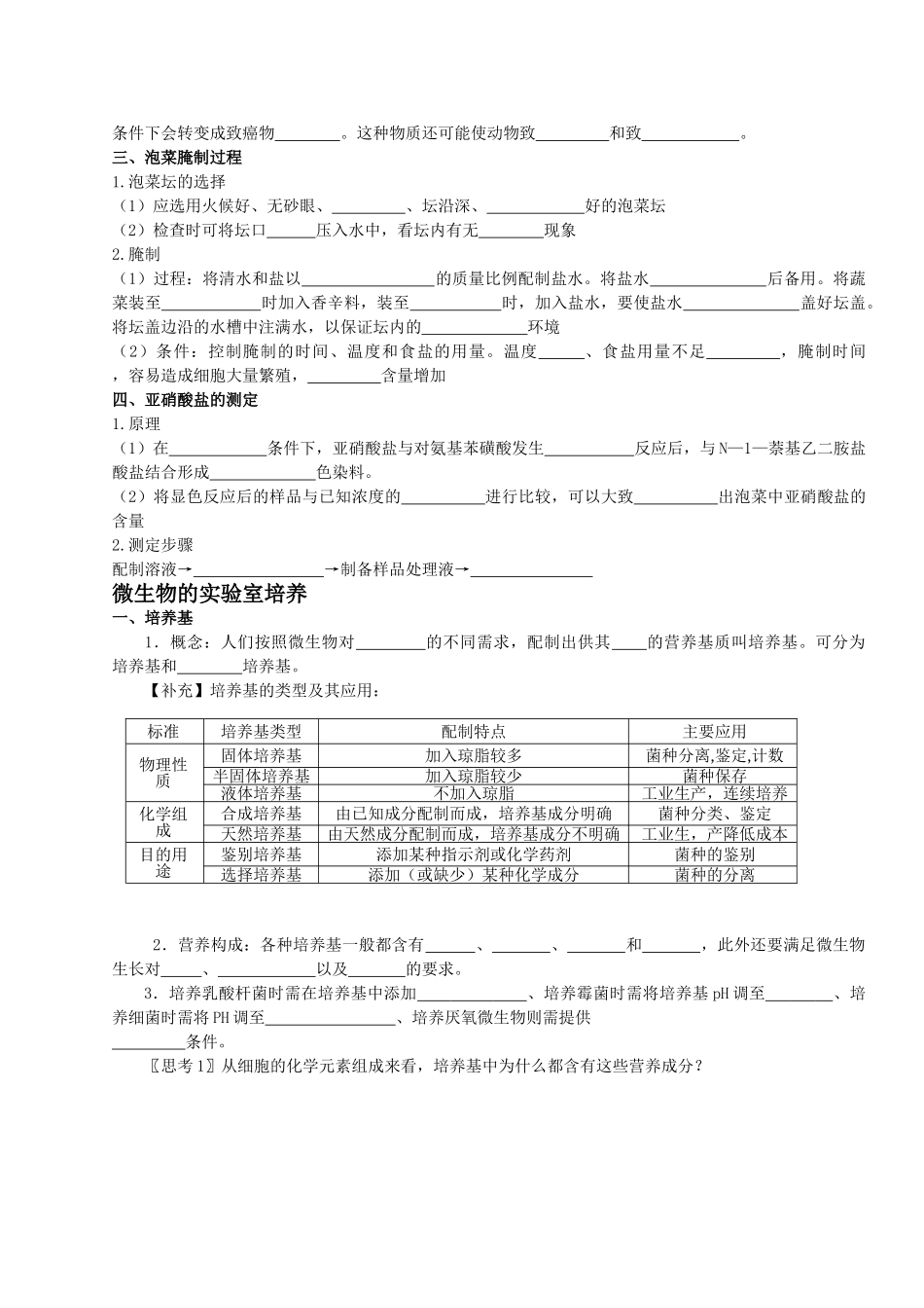 生物选修一专题1—4填空_第3页
