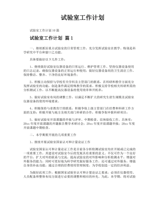 试验室工作计划