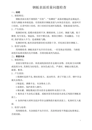 钢板表面质量问题检查要求