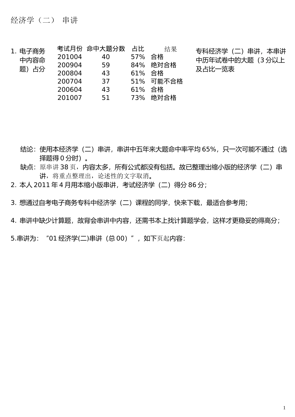 电子商务专科“经济学(二)”串讲 XXXX年资料_第1页