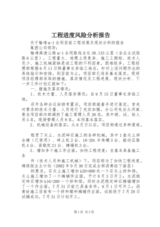 工程进度风险分析报告