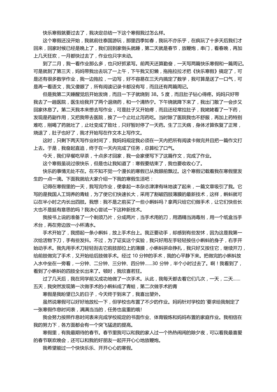 初中生寒假生活总结_第2页