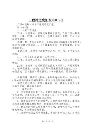 工程周进度汇报(08.21)