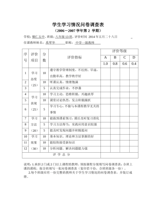 学生学习情况问卷调查表