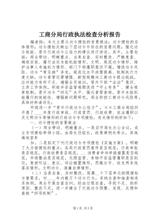 工商分局行政执法检查分析报告