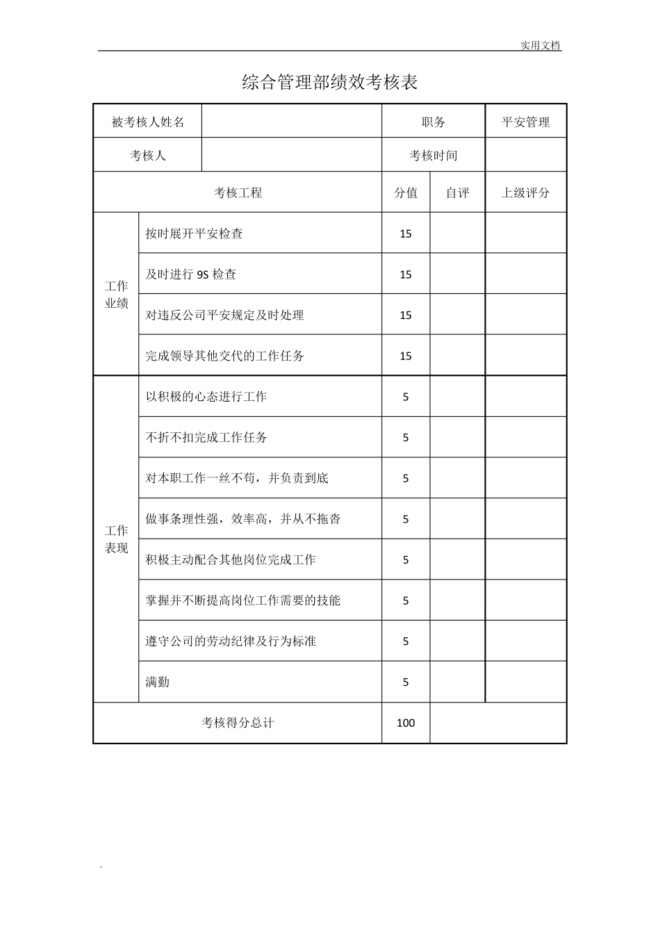 综合管理部绩效考核表_第2页