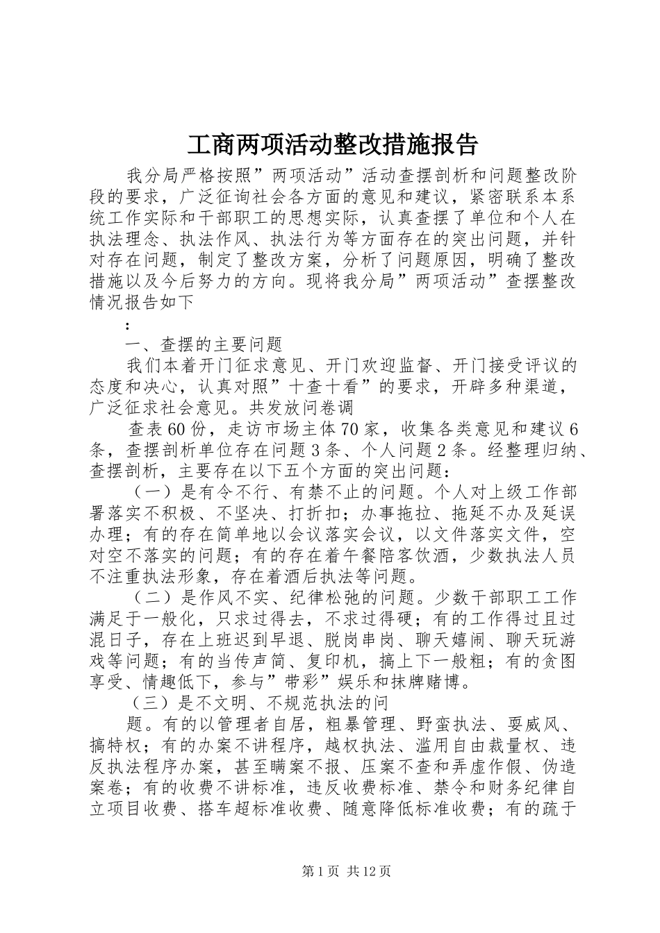 工商两项活动整改措施报告_第1页