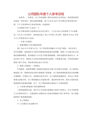公司团队年度个人参考总结