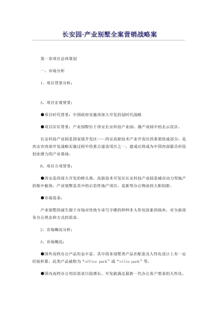 王家荣-长安园·产业别墅全案营销战略案