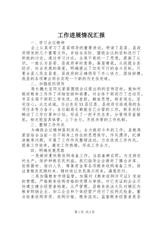 工作进展情况汇报