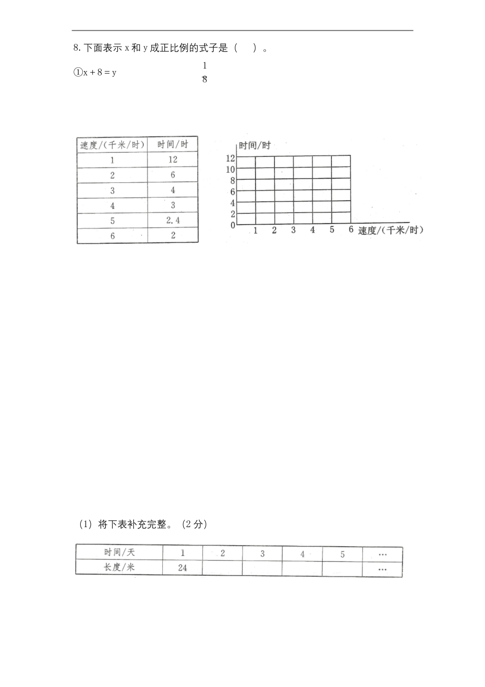 北师大版六年级下册数学正比例与反比例单元测试卷含答案_第3页
