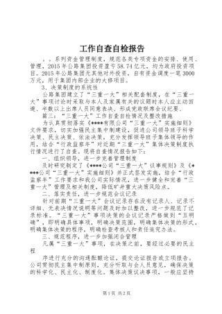 工作自查自检报告