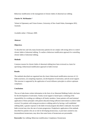 Behaviour modification in the management of chronic habits of