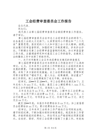 工会经费审查委员会工作报告