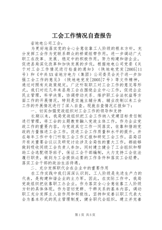 工会工作情况自查报告