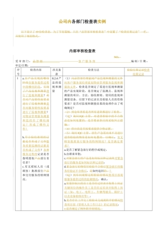 物业内审检查表